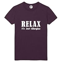 Relax It's Only Allergies Printed T-Shirt - Eggplant - LT
