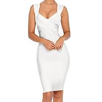 Whoinshop Women's V-Neck Strapless Clubwear Bodycon Bandage Dress