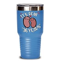 36th Anniversary Tumbler for Husband Wife Funny Vegan Vegetarian Food Pun Its Bean 36 Years Cute Keepsake for Married Couples Friends Parents 20 or 30