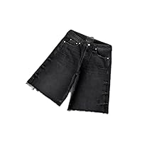 Casual Street Solid Loose Jeans Shorts Korean Style raw Edge Washed Clothing