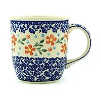 Authentic Polish Pottery Mug 12 oz in Country Garden Design Handmade in Bolesławiec Poland + Certificate of Authenticity