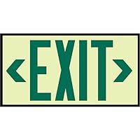 NMC 7220 EXIT Sign - 13 in. x 7.5 in. ABS Plastic Sign with Left, Right Chevron Arrows, Green Flat Lettering on Glow Yellow