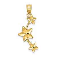 14k Gold Sparkle Cut Stars Pendant Necklace Jewelry for Women