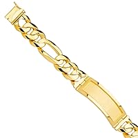 14K Yellow Gold Solid Link ID Bracelet - 9