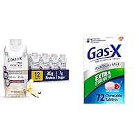 Max Protein Nutrition Shake with 30g Protein & Gas-X Extra Strength Chewable Gas Relief Tablets with Simethicone 125 mg, 72 Count