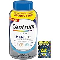 Centrum Silver Men 50+ Multivitamin, 8 Months Supply, 275 Tablets + Exclusive Vitamin Guide Free Book (2 Items) NOT Cannot Sold Separately Free Book Include