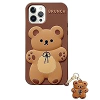 Yatchen Kawaii Phone Cases Apply to iPhone 13 Pro Max,Cute Cartoon Bear Phone Case with Keychain Teddy Bear Phone Case 3D iPhone 13 Pro Max Case Soft Silicone Shockproof Cover for Women Girls