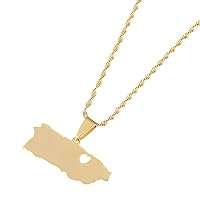 Stainless Steel Puerto Rico Map Pendant Necklaces Puerto Ricans Map Jewelry