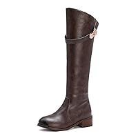 Womens Soft PU Leather zipper round toe Knee High Boot Winter Fashion Boots
