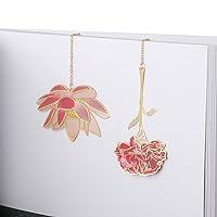 1pc Metal Bookmark Chinese Style Vintage Creative Lotus Flower Rose Leaf Vein Hollow Pendant Apricot Leaf Bookmark Gifts (Color : Chain Ginkgo biloba)