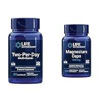 Two-Per-Day Multivitamin with Vitamins C&D and Magnesium Capsules 500mg for Heart, Brain, Bone, Cellular Health