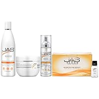 JAS Rehab Deep Repair Reconstructing Shampoo 16oz + Mask 16oz + Serum 6oz +Ampoules 12 * 15ml