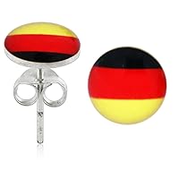 Germany Flag Logo Picture 925 Sterling Silver Ear Pin Stud Earring Jewelry