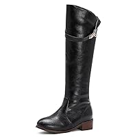 Womens soft PU Leather zipper Knee High Boot flat Winter Fashion Dress Boots