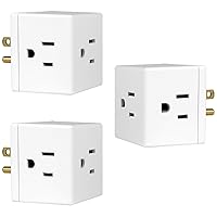 GE 3-Outlet Extender, 3 Pack, Grounded Wall Tap, Adapter Spaced, 3-Prong, Multiple Plug, Power Splitter, Cruise Essentials, Use for Home Office School Dorm, UL Listed, White, 46845