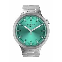 Swatch Unisex Dress Turquoise Stainless Steel Quartz Big Bold Aqua Shimmer