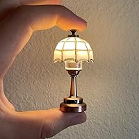 AirAds Dollhouse 1:12 Scale Dollhouse Miniature Table lamp Battery Light White lampshade