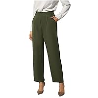 Womens Wide Leg Dress Pants Hight Waisted Elastic Back Work Business Pants Causal Loose Fit Office Palazzo Trousers