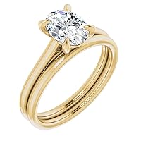 10K/14K/18K Solid Yellow Gold Handmade Engagement Ring 2.5 CT Oval Cut Moissanite Diamond Solitaire Wedding/Bridal Ring Set for Womens/Her Proposes Rings
