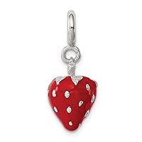 Sterling Silver Enameled Strawberry Charm