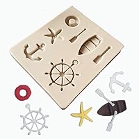 Small Sea Oar Boat Anchor Star Rudder Lifebuoy Silicone Molds for Fondant Candy Making Chocolate Mold Desserts Ice Cube Gum Clay Biscuit Plaster Resin Cupcake Topper Cake Decor Moulds