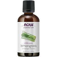 NOW Essential Oils, Lemongrass Oil, Uplifting Aromatherapy Scent, Steam Distilled, 100% Pure, Vegan, Child Resistant Cap, 4-Ounce