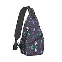 Colored Beautiful Mermaid Print Trendy Casual Daypack Versatile Crossbody Backpack Shoulder Bag Fashionable Chest Bag