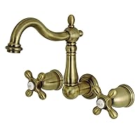 Kingston Brass KS1253AX 8-Inch Center Wall Mount Bathroom Faucet, Antique Brass