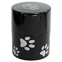 Pawvac 3 Ounce Vacuum Sealed Pet Food Storage Container; Black Cap & Body/White Paws