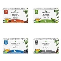 Miracle Tree - Organic Moringa Superfood Tea, 4 Pack Bundle, 4x25 Individually Sealed Tea Bags (Rooibos, Green Tea, Blueberry, Earl Grey)