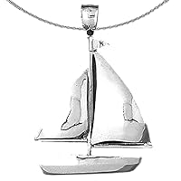 Silver Sailboat Necklace | Rhodium-plated 925 Silver Sailboat Pendant with 18