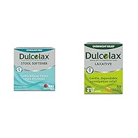 Dulcolax Stool Softener Laxative Liquid Gel Capsules (100ct) for Gentle Relief, Docusate Sodium 100mg & Overnight Relief Laxative for Gentle Constipation Relief, Bisacodyl 5 mg Tablets, 50 Count