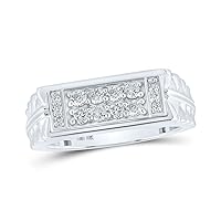 The Diamond Deal 10kt White Gold Mens Round Diamond Band Ring 1/2 Cttw