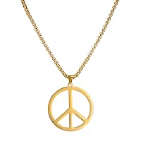 Peace Necklace for Men Women Stainless Steel Hippie Style Peace Sign Necklace 1960s 1970s Peace Symbol Jewelry Hippie Party Accessories