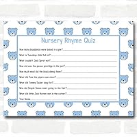 Boys Blue Teddys Baby Shower Games Nursery Rhyme Quiz Cards