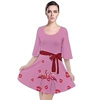 CowCow Womens Sexy Party Cutout Dress Roses Musical Cute Valentines Day Love Hearts Velour Kimono Dress