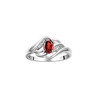 Rylos Ring featuring Classic Style, 6X4MM Birthstone Gemstone, & Diamonds - Elegant Jewelry for Women in Sterling Silver, Sizes 5-10