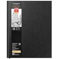 Arteza 8.5x11 Hardcover Sketchbook, Ideal for Drawing, Sketching, & Journaling, 220 Thick Blank Pages (110gsm), Large Sketchbook with Bookmark Ribbon, Elastic Closure & Expandable Inner Pocket