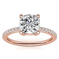18K Solid Rose Gold Handmade Engagement Ring 1.00 CT Cushion Cut Moissanite Diamond Solitaire Wedding/Bridal Ring for Women/Her Beautiful Ring