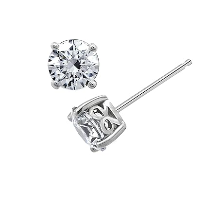 Amazon Collection Yellow Gold Plated, Platinum or Rose Gold Plated Sterling Silver Infinite Elements Cubic Zirconia Stud Earrings | White, Blue, Green, or Pink Cubic Zirconia