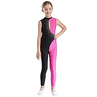 FEESHOW Kids Girls Sleeveless Mock Neck Gymnastic Leotard Jumpsuit One Piece Romper Unitards Bodysuit Dancewear
