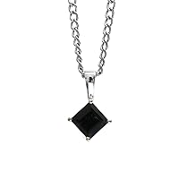 925 Sterling Silver Natural Black Spinel Square Shape Gemstone Designer Pendant With Chain 925 Stamp Jewelry | Gifts For Women And Girls