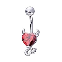 Devil Heart Belly Button Rings 14G Surgical Steel Navel Barbells Stud For Body Piercing