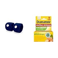 Sea-Band Anti-Nausea Acupressure Wristband for Motion Sickness Relief - 1 Pair and Dramamine Non-Drowsy Motion Sickness Relief with Natural Ginger, 18 Count