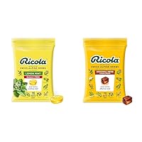 Ricola Sugar Free Lemon Mint Herbal Cough Suppressant Throat Drops, 105ct Bag & Original Natural Herb Cough Drops, 115 Count, Cough Suppressant & Throat Relieving Drops