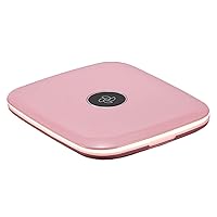 Rechargeable 3.4oz 1X/5X Folding 2-Sided Magnification, Infinity Dimming, Pocket LED Mirror, Travel Makeup Mirror with Light, Handheld Premium Texture Mirror (2.Pink)