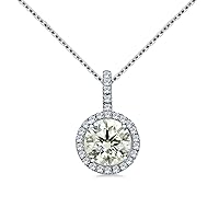 2.25 Ct VVS1 Near White Round Cut Moissanite.Halo Silver Plated Pendant Without Chain