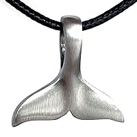 Tribal Jewelry Whale's Tail Hawaiian Maori Polynesian Whale Totem Silver Pewter Men's Pendant Necklace Wealth Fortune Lucky Charm Protection Amulet Safe Travel Prosperity Talisman w Black Leather Cord