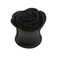 Pair Of Solid Acrylic Carved Rose Saddle Plugs