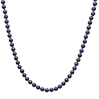 6mm Blue Lapis Stone Beads Sterling Silver Necklace, 18
